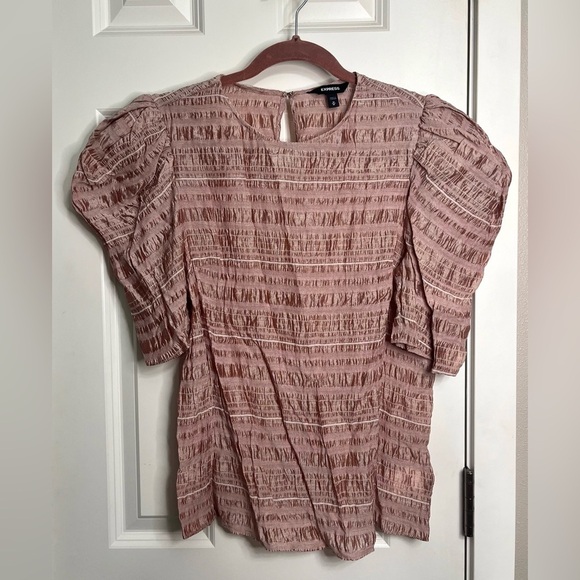 Express Tops - Express Puff Sleeve Textured Blouse